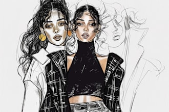 draw a fashion or editorial illustration art for you