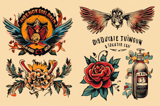 create any design in traditional tattoo or old school style