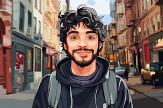 turn team photo into cartoon vector portrait illustration
