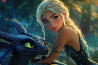 draw a professional disney style cartoon character