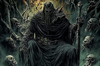 draw detailed dark art illustration metal album cover