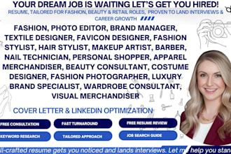 write a fashion hair stylist brand manager favicon makeup artist barber resume