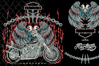 create stunning motorcycle artwork with a hardcore style