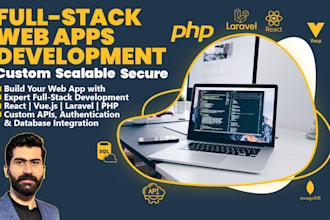 provide full stack web app service, react, vue, laravel, PHP