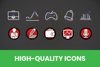 design 5 high quality icons for mobile app, website or print