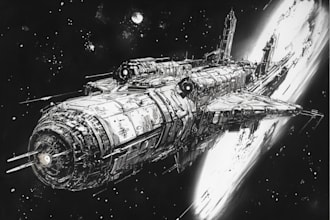design a spaceship, sci fi illustration and sci fi art