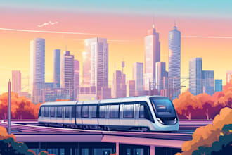 draw a flat vector landscape illustration
