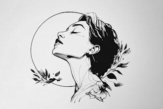 create minimalist line art tattoo with my style