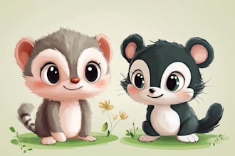 draw cute cartoon animal character