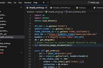 develop restful apis using fastapi, third party apis and database integrations