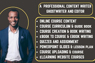 do online course creation course content book writer training manual ppt slides