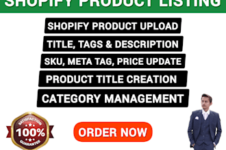do shopify product listing and shopify data entry
