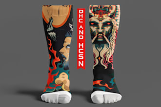 draw a creative socks unique sock design for you