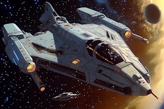 design spaceship, sci fi illustration and sci fi art
