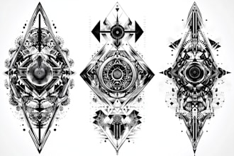create sleeve tattoo design in geometric style