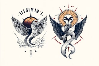 create minimalist line art tattoo with my style