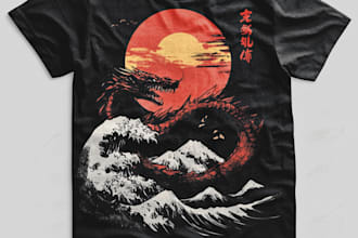 create a custom japanese style t shirt design, anime,