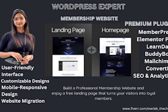 do membership website, memberpress, learndash, buddyboss and free landing page