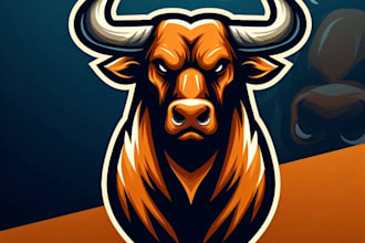 do unique animal bull head mascot logo unlimited revision