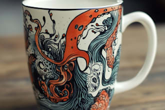 make a coffee mug design custom typography for you
