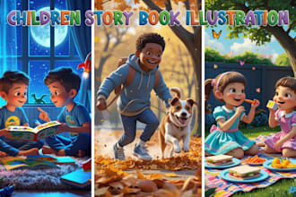 create fantastic african american children story book illustrations