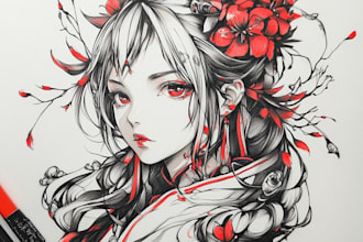 draw anime manga or japanese theme for your tattoo
