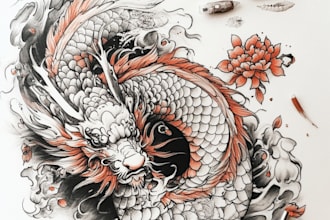 do awesome original japanese tattoo, irezumi tattoo design