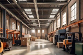 do 3d warehouse interior design, factory with realistic rendering