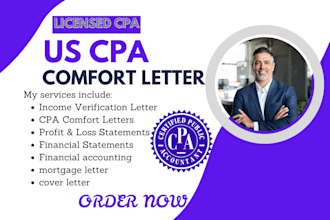 provide US CPA letter, US audit comfort letter, financials statement and review
