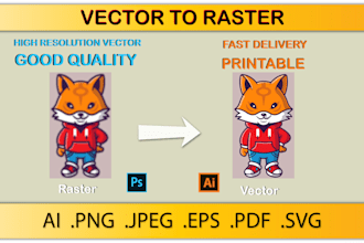 convert raster logo,image in vector file high resolution ai, png, eps