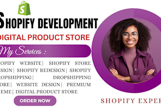 do shopify digital product store, online shopify store, ebook design, etsy store