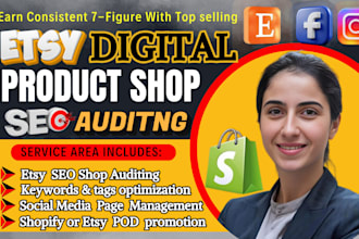 do etsy store creation, etsy SEO listings, etsy digital product promotion