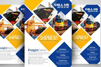design professional logistics transport truck, freight, cargo dispatching flyer