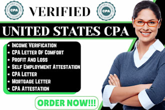 build a US CPA profit loss, financial statement, CPA letter