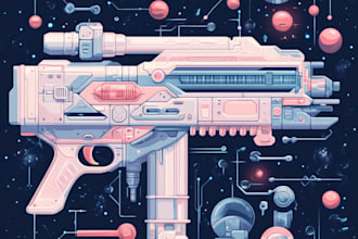 create fantasy or sci fi item and weapon artwork