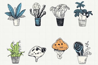 do simple hand drawn icons, doodle art, t shirt design
