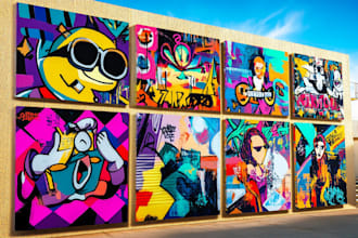 do graffiti and pop art canvas designs and mural designs