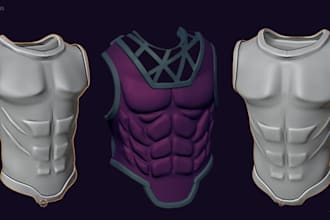 design realistic 3d armor, 3d cosplay and props for printing