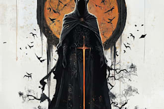 draw dark art illustration with engraving style