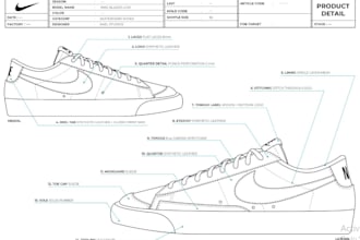 create tech pack for sneakers or shoe tech pack for manufacturing