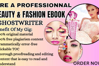 ghostwrite beauty tips skincare cosmetics hair care fashion ebook ghostwriting