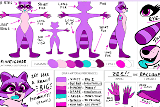 craft your furry reference sheet nsfw furry art fursona character design for you