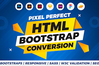 convert figma xd PSD to responsive HTML5 bootstrap5