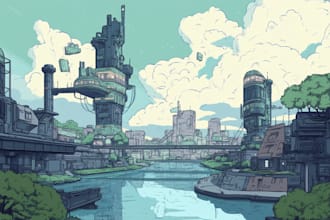 draw a science fiction city, cyberpunk concept art illustration