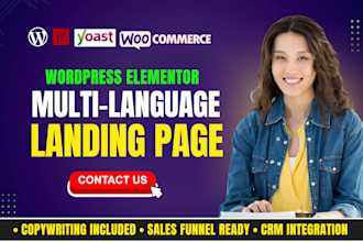 build a multilingual wordpress elementor landing page, sales funnel copywriting