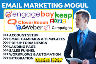 setup email workflow on zoho campaign cleverreach engagebay nicejob aweber keap