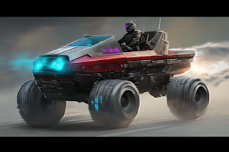 create scifi vehicle design and spaceship concept art