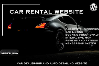 design car rental website, car dealership, car rental and booking website