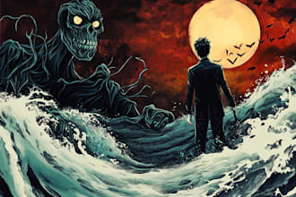 do fantasy or dark art, heavy metal horror art illustration