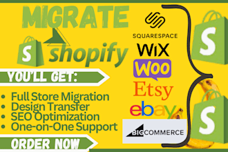 migrate your website to shopify from etsy wix wordpress bigcommerce squarespace